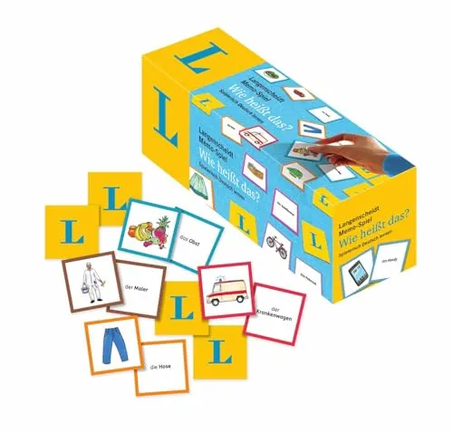 Langenscheidt Memo-Spiel "Wie heißt das?" - Gesellschaftsspiel mit 200 Karten für spielerisches Deutschlernen - ideal für Familien und Sprachinteressierte.