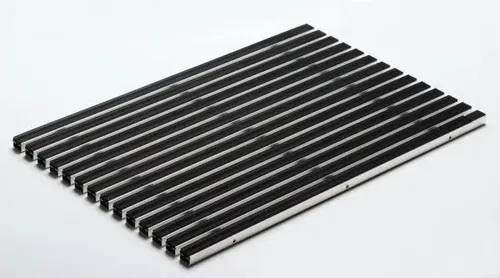 ACO Schuhabstreifermatte Alu schwarz mit Gummistreifen, 75 x 50 cm - Hochwertige Tür- & Bodenmatte aus Aluminium, rutschfest mit Gummistreifen für optimale Sauberkeit und Sicherheit im Eingangsbereich.