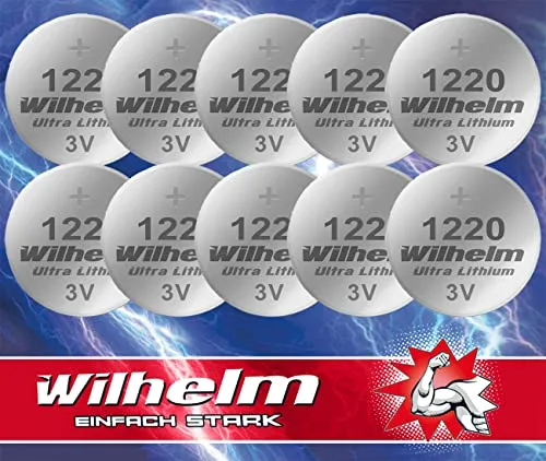 CR1220 CR 1220 WILHELM Lithium Knopfzelle 3V 40mAh ø12x2,0mm Batterie DL1220 10 x