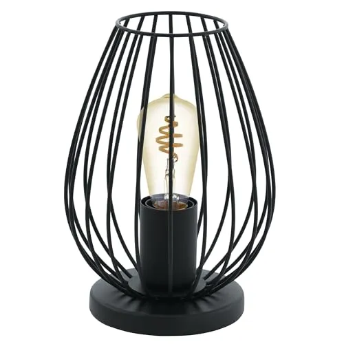 EGLO Tischlampe Newtown – Vintage Tischleuchte aus Stahl in Schwarz - Die stilvolle Tischlampe Newtown bietet ein ansprechendes Lichtspiel und passt perfekt in jeden Raum. Mit praktischem Schalter am Kabel für komfortables Ein- und Ausschalten.