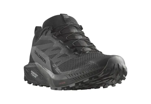 Trailrunningschuh SALOMON "SENSE RIDE 5 GORE-TEX", Gr. 45, schwarz - Wasserdichte Trailrunningschuhe mit GORE-TEX®-Membran und Schnellverschluss für schnellen Einstieg, ideal für wechselnde Untergründe und optimale Stabilität beim Laufen.