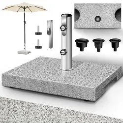 tillvex® Granit Sonnenschirmständer 27 kg mit Transportgriff - Robuster Schirmständer aus hochwertigem Granit für Schirmstöcke von 16-48 mm, ideal für Terrasse oder Garten. Mit praktischem Transportgriff für flexibles Platzieren und maximaler Stabilität bei Wind.
