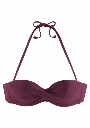 LASCANA Bügel-Bandeau-Bikini-Top Italy, bordeaux - Neckholder-Bikini mit seitlichen Stäbchen und herausnehmbaren Kissen für optimalen Halt und individuellen Komfort.