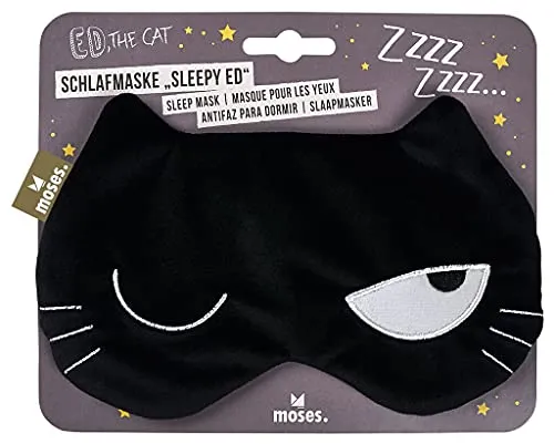 moses Ed, the Cat Schlafmaske Sleepy Ed – Kuschelweiche Schlafmaske aus Jersey, Mit breitem und elastischem Band
