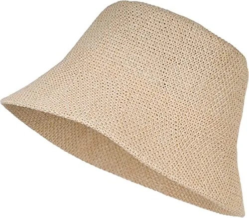styleBREAKER Damen Sonnenhut aus Papierstroh - Faltbarer Fischerhut für Sommer - Fischerhüte für Damen: Leichter, faltbarer Bucket Hat mit 6 cm Krempe für optimalen Sonnenschutz und angenehmem Tragekomfort dank elastischem Schweißband - ideal für Strand und Outdoor.