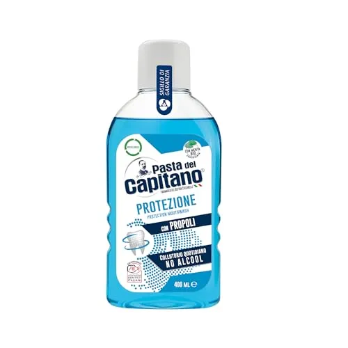 Pasta del Capitano, Collutorio Protezione con Propoli, Collutorio Quotidiano Senza Alcool, Protegge Denti e Gengive, Rinfresca l'Alito, 100% Made in Italy, Flacone da 400 ml