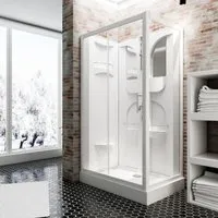 Komplettdusche SCHULTE Malta 80 x 120 cm - Duschkabine mit 120x80 cm, Sitz und Spiegel, inklusive verstellbarer Handbrause und pflegeleichtem Design für tägliches Wellness-Vergnügen.