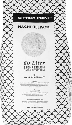 Sitting Point EPS-Perlen, 60 l Nachfüllpack - EPS-Perlen für Sitzsäcke, 60 l, ideal zum Auffüllen und für mehr Stützkraft. Hergestellt aus Polystyrol, in wiederverwendbarem Papiersack.