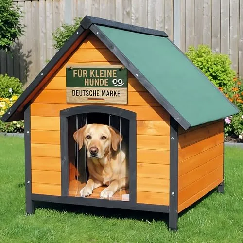 zooprinz Premium Hundehütte Luna - Wetterfestes Vollholz mit Öffnungsdach - Hundehütten aus hochwertigem Vollholz, witterungsbeständig und mit praktischem Dach zum Öffnen für einfache Reinigung. Ideal für draußen, in 2 Größen erhältlich.