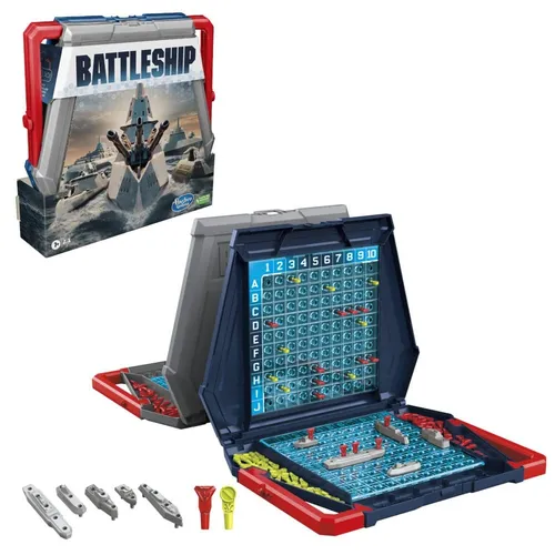 Battleship Classic - Modernes Strategiespiel - Gesellschaftsspiel für 2 Spieler mit modernem Design, verbesserter Aufbewahrung und leichter lesbaren Koordinaten für spannenden Kopf-an-Kopf-Kampf.
