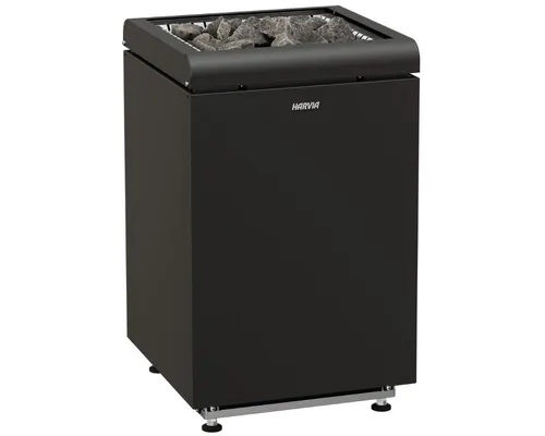Harvia CONCEPT R black Saunaofen 10,5 kW - Saunaofen für Kabinen von 10-15 m³, mit hochwertigem Edelstahl-Außenmantel und höhenverstellbaren Füßen. Ideal für flexibles, freistehendes Design ohne Steuerung.