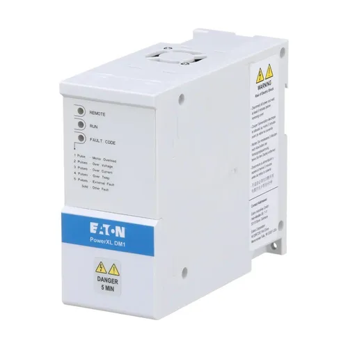 Eaton Frequenzumrichter DM1-341D5NB-N20B-EM - Vielseitiger Frequenzumrichter für industrielle Anwendungen, 3-phasig, 0,75 kW Leistung, ideal für effiziente Steuerung von Antriebssystemen.
