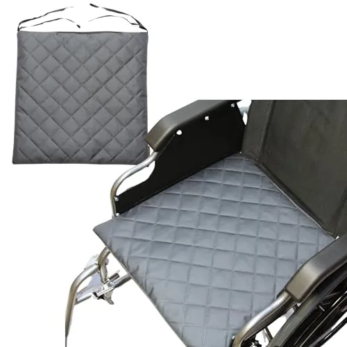 SENIORI Sitzkissen 44x44 cm für Rollstuhl, wasserdichtes Rollstuhlkissen, rutschfeste Rollstuhlauflage mit eleganter Steppung – Ideal für Rollstuhl, Auto, Stuhl und Bank (Grau)
