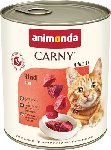 animonda Carny Katzen Nassfutter Rind pur (6 x 800g) - Getreidefreies Nassfutter für Katzen, hergestellt aus frischen Fleischzutaten. Ideal für eine ausgewogene Ernährung und ein besonderes Geschmackserlebnis.