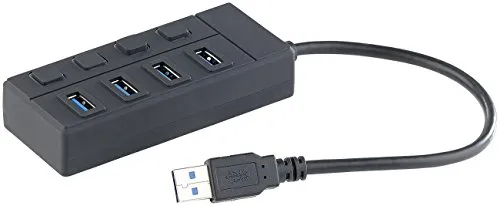 Xystec USB 3 Verteiler: USB-3.0-Hub mit 4 Ports, einzeln schaltbar, bis 5 Gbit/s (Verteiler 3.0, Umschalter, Maus)