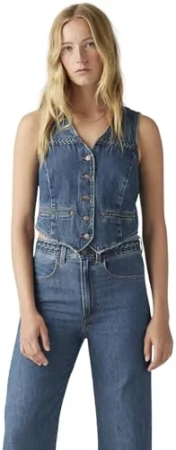 Levi's® Jeansweste BRAIDED VEST - Graue Casual-Weste mit Ziernähten - Funktionsjacken mit atmungsaktivem Material, ideal für lässige Outfits und vielseitige Kombinationen.