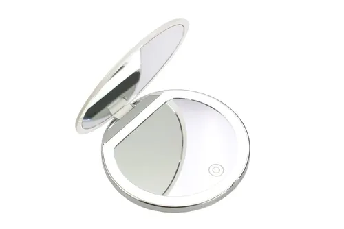 Fantasia Taschenspiegel LED, aufladbar - Kosmetikspiegel mit rundem Design, LED-Beleuchtung in 3 Helligkeitsstufen und aufladbarem Akku. Perfekt für präzises Make-up überall!