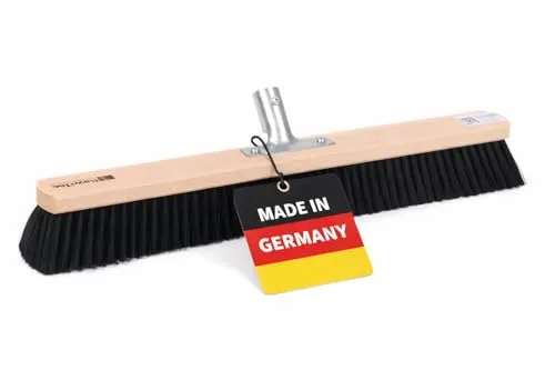 Saalbesen Industriebesen, 40cm Breit/Lang, mit Metall-Stielhalter 23-24mm, weiche Schwarze Kunsthaar-Borsten Mischung, Besen Kehrbesen ohne Stiel Besenstiel, Hallenbesen, für Innen drinne (40cm)