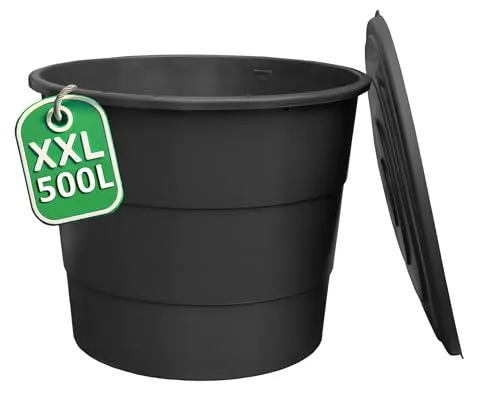 Ondis24 Kunststoff Regentonne XXL 500L mit Deckel – Robustes Regenfass für Garten - 500L Regenwassertank aus robustem Kunststoff, ideal für die Gartenbewässerung. Mit praktischem Auslaufhahn und integrierter Füllstandsanzeige für einfache Handhabung und Kontrolle.