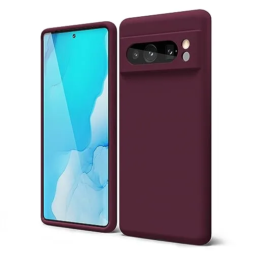 oakxco für Google Pixel 8 Pro Hülle Silikon mit Kameraschutz, Dünn Bunt Gummi Einfarbig Schutz Handyhülle, Slim Weich Matt Handy Hülle, Cute Elegant Schutzhülle für Mädchen Männer, Weinrot Bordeaux