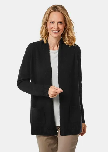 GOLDNER Strickjacke Kurzgröße: Langarm Cardigan aus Merino Damen Indoorjacke lang, offen tragbar, Langarm, weich, hüftbedeckend