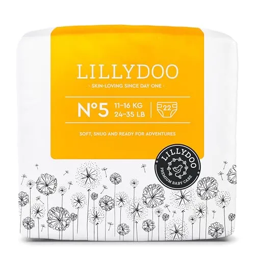 LILLYDOO hautfreundliche Baby Windeln - Größe 5 (11+ kg), 22 Stück, Sicherer Auslaufschutz, Weich, Ohne Parfüme & Lotionen für empfindliche Haut, Dermatologisch getestet