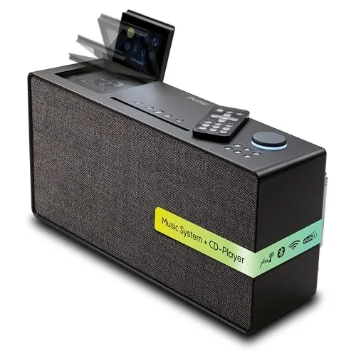 Pure Evoke Home - All-In-One Musiksystem mit CD-Player, DAB+ FM Radio, Bluetooth und Spotify Connect, kraftvoller Stereoklang und nachhaltiger Wollbezug