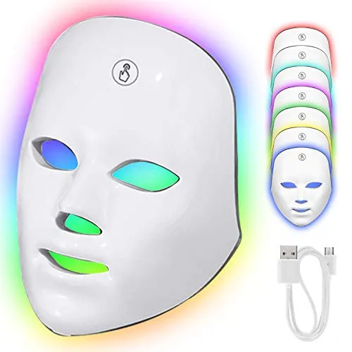 LED Gesichtsmaske mit Touch Button - Gesichtsmasken & Gesichtskuren – 7 Farben LED Lichttherapie für Anti-Aging, Akne-Entfernung und Hautverjüngung. Mit hochempfindlichem Touch-Design für einfache Farbwahl.
