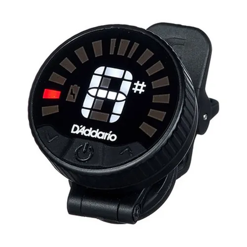 Daddario PW-CT-26 Rechargable USB Tuner - Stimmgerät für Gitarren und Bässe mit 360° Drehung und hellem LED Display; 24 Stunden Akkulaufzeit und USB-Ladekabel inklusive; ideal für Musiker, die Präzision und Flexibilität schätzen.