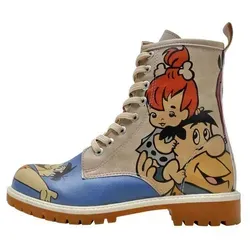DOGO Wb Longe Boots Schnürstiefel "Tweety With Roses" Damen - Handgefertigte Schnürboots aus hochwertigem Lederimitat mit warmem Futter und trendigem Design. Ideal für kalte Tage, sorgen sie für warme und trockene Füße.