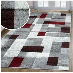 my home Teppich Corine – Moderner Karo-Teppich in Rot - Rechteckiger Teppich (200 x 300 cm) mit besonders weichem Flor, ideal für ein gemütliches Zuhause. Fußbodenheizungsgeeignet und schmutzabweisend.