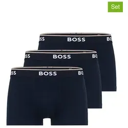 BOSS Herren Boxer TRUNK 3 PACK, Gr. S, navy - Herrenunterhosen aus elastischem Jersey, mit komfortablem Logobund und körpernaher Passform für optimalen Tragekomfort.