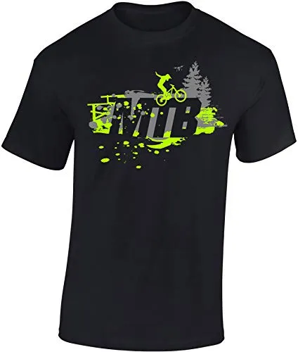 Baddery Fahrrad T-Shirt Kinder - „MTB“ - Mountainbike & Downhill Motiv - Shirt für Jungen & Mädchen (Black Opal 158/164)