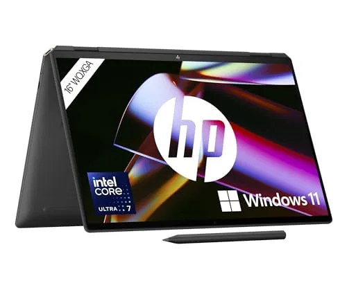 HP Spectre x360 2-in-1 Laptop mit Intel Core Ultra 7 - 2-in-1-Laptop mit 16" WQXGA Touchscreen, integrierter KI für lange Akkulaufzeit und schnelles Multitasking – ideal für Produktivität und Kreativität.