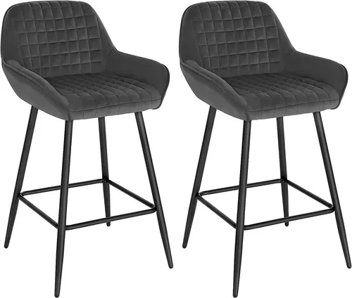 Woltu Barhocker (2 St), Designer Barstuhl mit Armlehnen und Fußstütze - Stilvolle Barhocker aus Samt für höchsten Komfort, ideal für moderne Küchen oder Bars, mit einer Belastbarkeit von 120 kg.