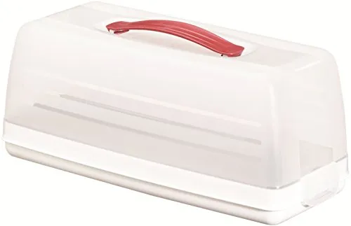 Curver Kuchenbox mit Tragegriff, spülmaschinenfest, transparent/weiß, 35x15x14cm - Praktische Kuchenbox für den sicheren Transport von Torten und Gebäck. Der Softgrip-Griff sorgt für hohen Tragekomfort. Mit sicherem Clipverschluss und spülmaschinenfest für einfache Reinigung.
