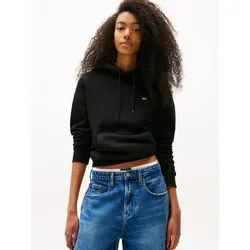 Tommy Jeans Damen Hoodie Flag Regular Fit, Schwarz (Black), M - Kapuzenpullover für Damen, ikonisches Design mit hoher Qualität aus 80% nachhaltiger Baumwolle, ideal für Sport und Alltag, kombiniert Komfort mit Stil.
