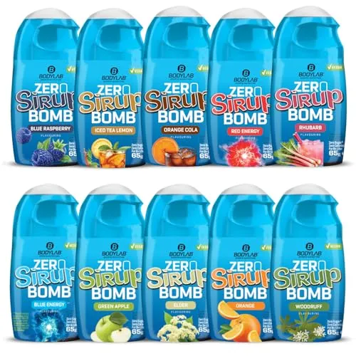 Bodylab24 ZERO Sirup BOMB Mixed Box 2 + 3, 10 x 65ml, zuckerfrei und praktisch ohne Kalorien, mit nur 1kcal je 100ml Wasser-Sirup-Mischung, hochkonzentriert, für 8 l Fertiggetränk