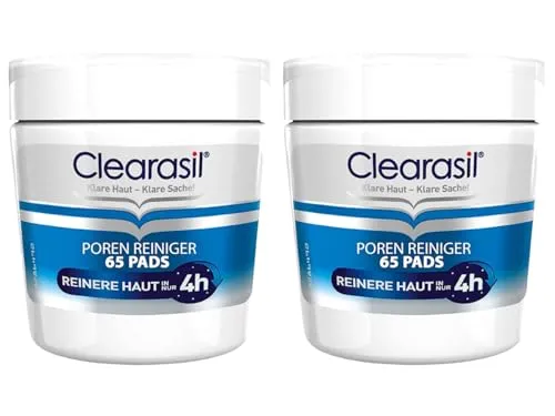 Clearasil Poren Reiniger Pads - Anti Pickel & Mitesser Pads zur Reinigung der Poren im Gesicht - 2 x 65 Stück