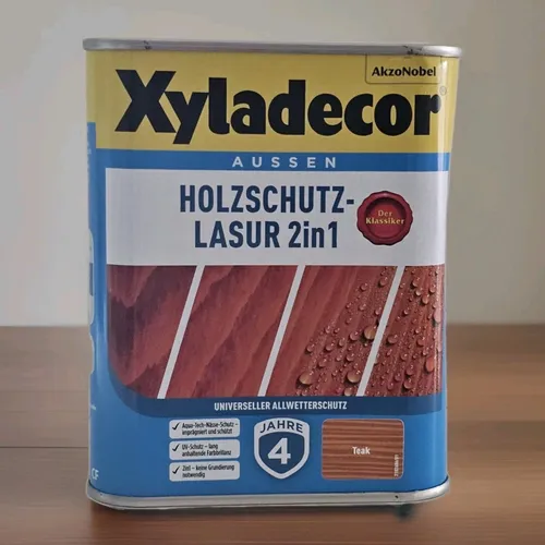 Xyladecor® Holzschutz-Lasur 2 in 1 Teak 0,75 l - Hochwertige Holzlasur in Teak für den Außenbereich, schützt und verleiht eine ansprechende Optik. Ideal für alle Holzoberflächen, einfach anzuwenden und langlebig.