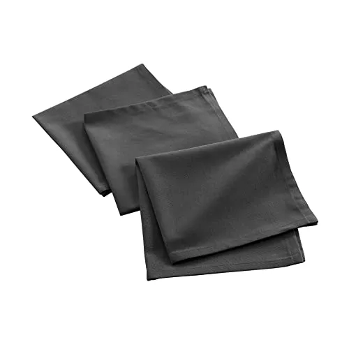 Douceur d'intérieur, 3 Servietten (40 x 40 cm) Mistral Anthrazit, recycelte Baumwolle