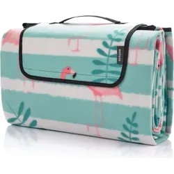 Meteor Picknickdecke Wasserdicht 2XL 200x200 cm - Flamingos - Die Meteor Picknickdecke ist ideal für Picknicks, Camping und Strandbesuche. Mit ihrer großzügigen Größe und isolierender Unterseite bietet sie Komfort und Schutz vor Kälte und Feuchtigkeit. Praktisch faltbar mit Tragegriff.
