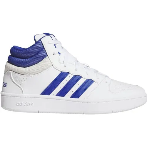 adidas Sportswear HOOPS MID CLASSIC Basketballschuh in Weiß (Größe 48) - Klassischer Basketballschuh für Freizeit und Lifestyle, bietet optimalen Tragekomfort und stylisches Design in Cloud White/Royal Blue.