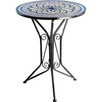Kobolo Beistelltisch Mosaikoptik blau - Ablagetisch mit eleganter Keramikplatte in Mosaikoptik, ideal für den Innenbereich und kombinierbar mit passenden Stühlen von Kobolo.