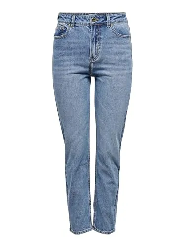 ONLY Female Straight-Fit Jeans ONLEMILY - Hohe Taille für perfekten Sitz - Gerade geschnittene Jeans mit hoher Taille, aus 99% Baumwolle für optimalen Tragekomfort und eine figurbetonte Silhouette.