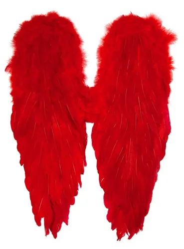 Metamorph Kostüm-Flügel Teufel Feder Flügel Rot - Kostüme mit imposanten roten Federflügeln, perfekt für Elfen, Dämonen und Engel Kostüme. Verleihen Sie Ihrem Outfit einen fantastischen Look!