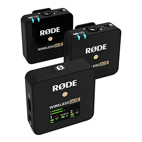 RØDE Wireless GO II - Ultrakompaktes Zweikanal-Mikrofonsystem - Mikrofon-Sets mit 200 m Reichweite, ideal für Filmemachen und Interviews. Integrierte Aufnahmefunktion und einfache Bedienung für kreative Freiheit.