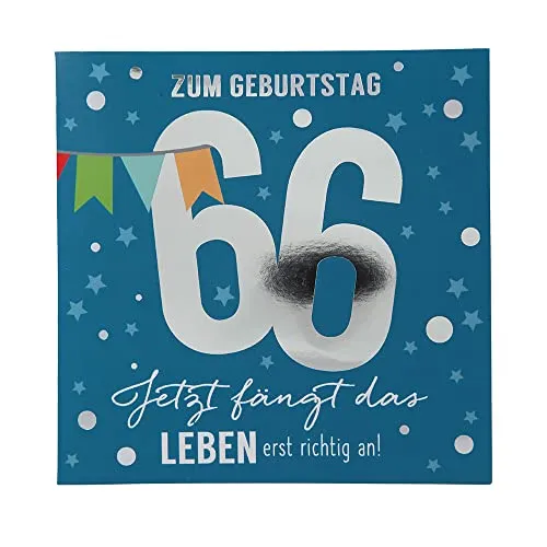 Depesche 11515-049 Zahlenkarte zum 66. Geburtstag mit Musik, veredelte Klappkarte mit originellem Innentext, inkl. Umschlag, Format 15,5 x 15,5 cm