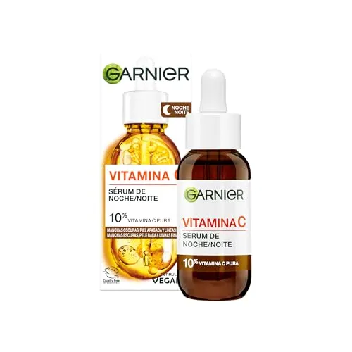 Garnier Anti-Flecken-Nachtserum mit 10% reinem Vitamin C - Nachtpflege mit 10% reinem Vitamin C, reduziert effektiv dunkle Flecken und feine Linien für einen strahlenden Teint.