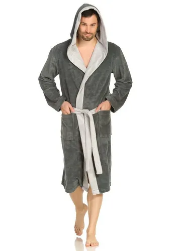 Vossen Bademantel Poppy Grau XL - Unisex Bademantel aus Polyester, Baumwolle und Bambus, besonders weich und anschmiegsam, mit Kapuze und praktischen Taschen für maximalen Komfort.